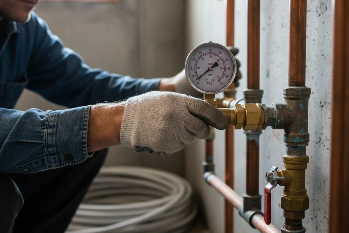 Pressure testing a repaired line during Water Line Repair in The Plains